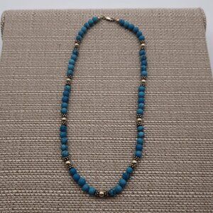 16 Inches Sterling Silver Handmade Howlite Stone Necklace B405